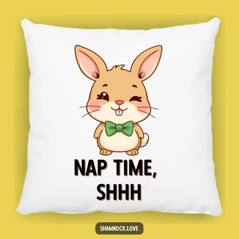 Funny Bunny Bow Tie Wink Pillow: Cozy & Mischievous Accent Decor Gift