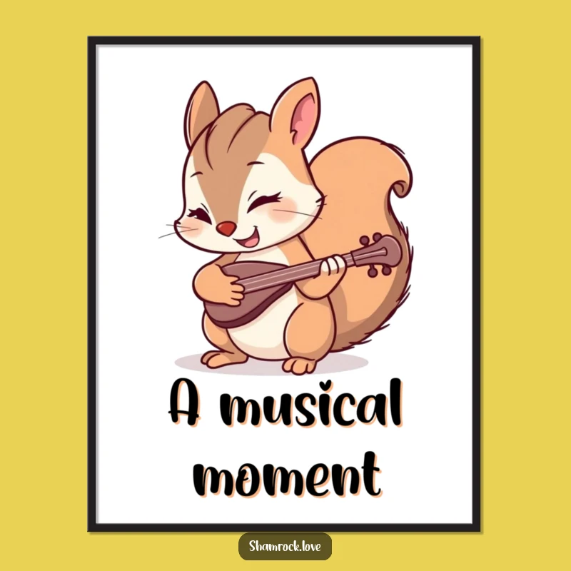 Funny Squirrel Fiddle Digital Print - Instant Joyful Wall Art