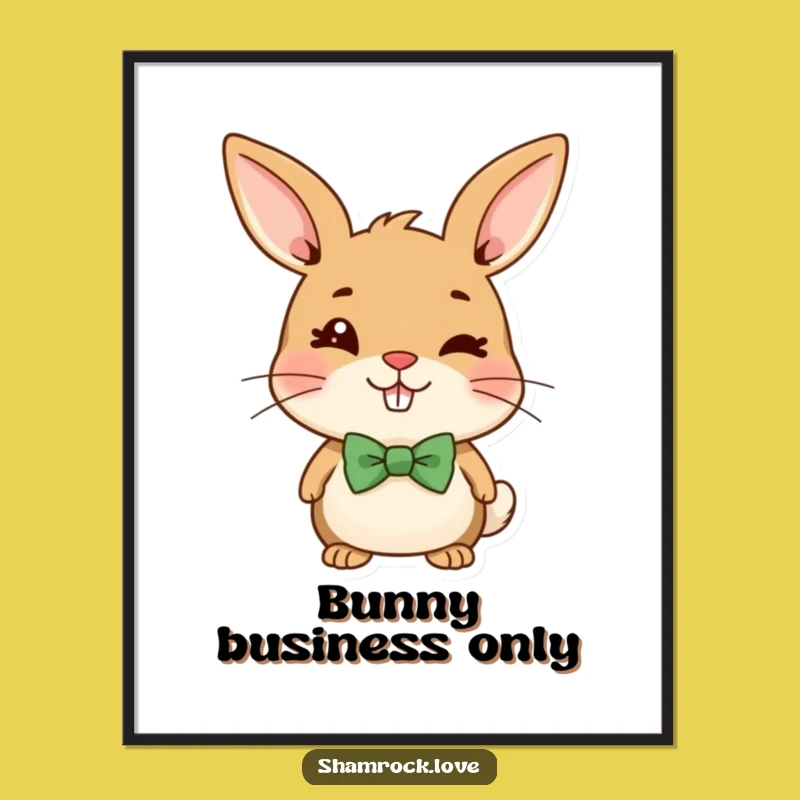 Funny Bunny Bow Tie Wink Poster: Cheerful Mischief Art Print Gift