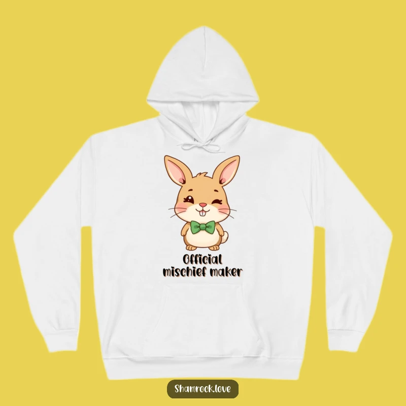 Funny Bunny Bow Tie Wink Hoodie: Cozy & Mischievous Casual Wear Gift