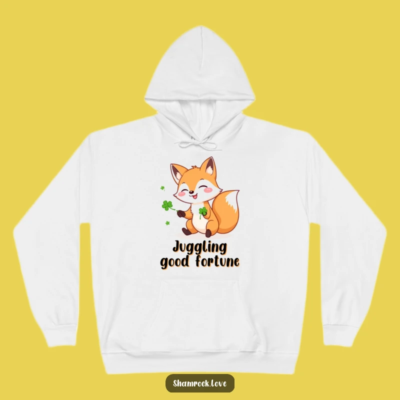Funny Fox Shamrock Hoodie - Cozy & Lucky Juggler Sweatshirt
