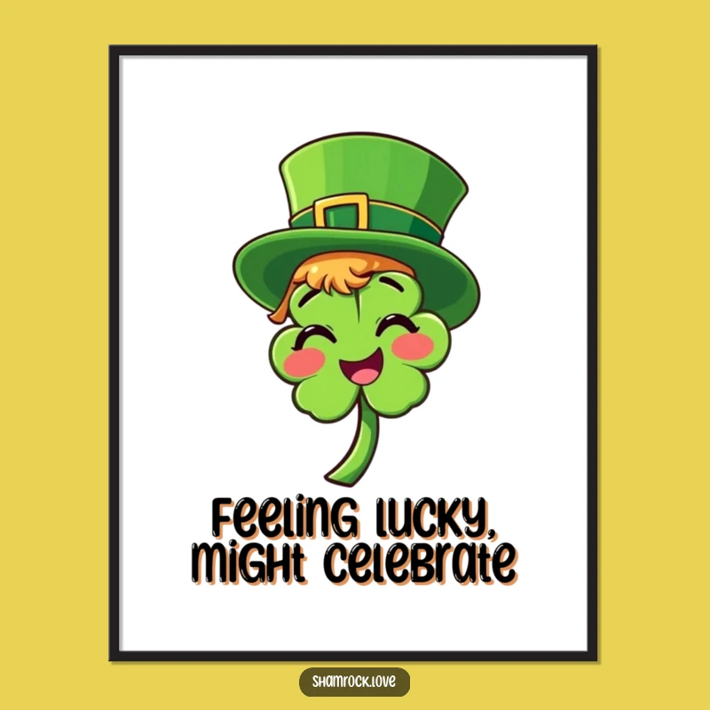 Funny Free Printable Wall Art: Lucky Shamrock Charm - Quirky Decor