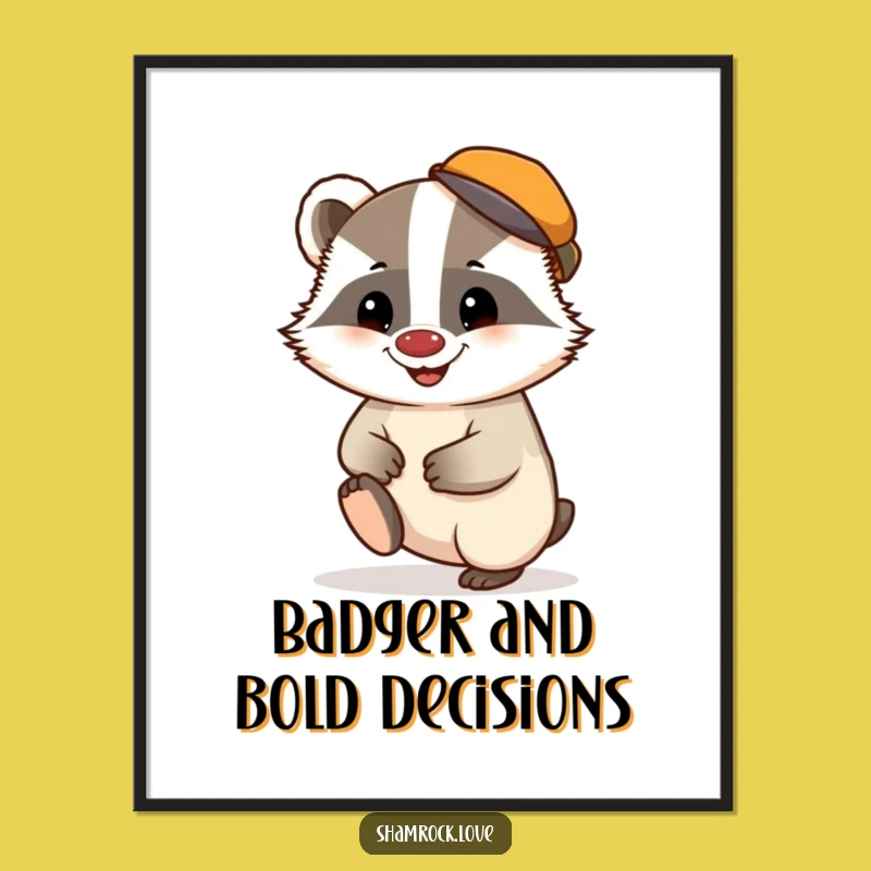 Free Printable Wall Art: Badger Cap Tap Funny Downloadable Art