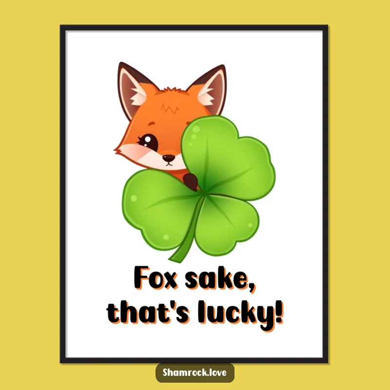 Free Printable Wall Art: Curious Fox Shamrock Funny Downloadable Art