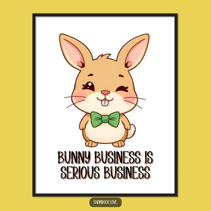 Free Printable Wall Art: Mischievous Bunny Bow Tie Wink Funny Downloadable Art