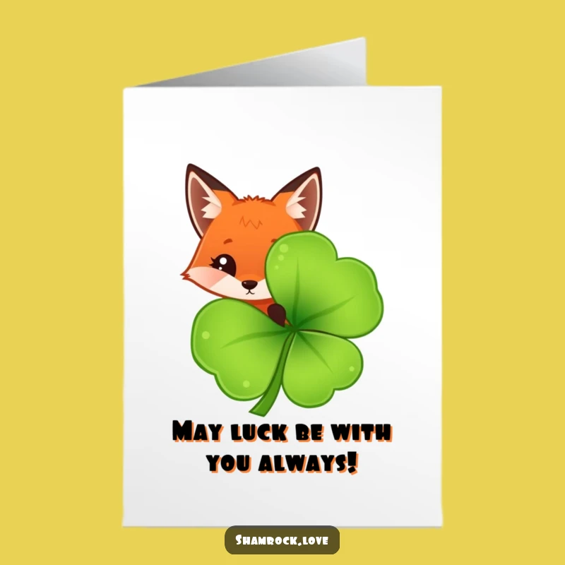 Free Printable Congrats Card: Curious Fox Shamrock Lucky Funny Downloadable Gift