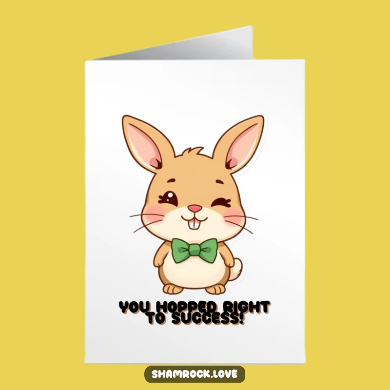 Free Printable Congrats Card: Mischievous Bunny Bow Tie Wink Funny Downloadable Gift