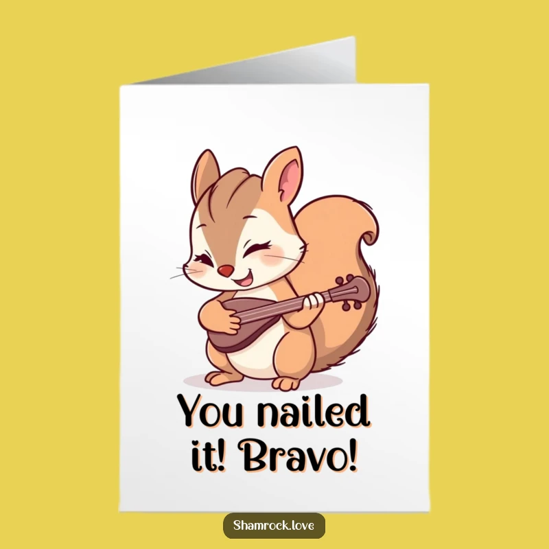 Free Printable Congratulations Card: Winking Squirrel Fiddler - Humorous Downloadable for Any Win