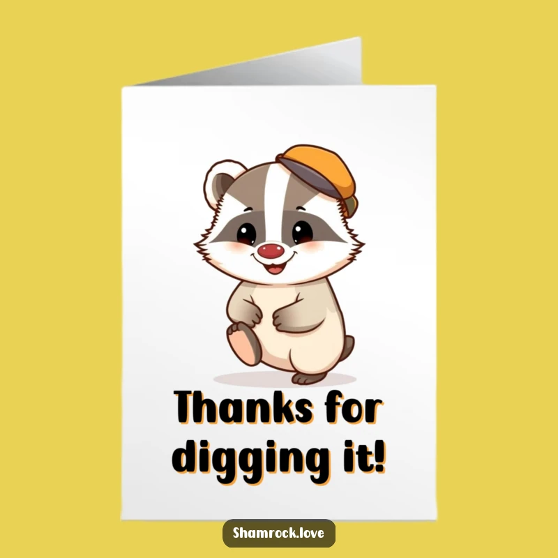 Free Printable Thank You Card: Badger Cap Tap Funny Downloadable Gift
