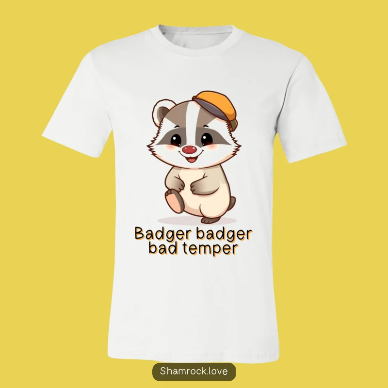 Funny Badger Cap Grin Tee: Mischievous & Cool Graphic T-Shirt Gift