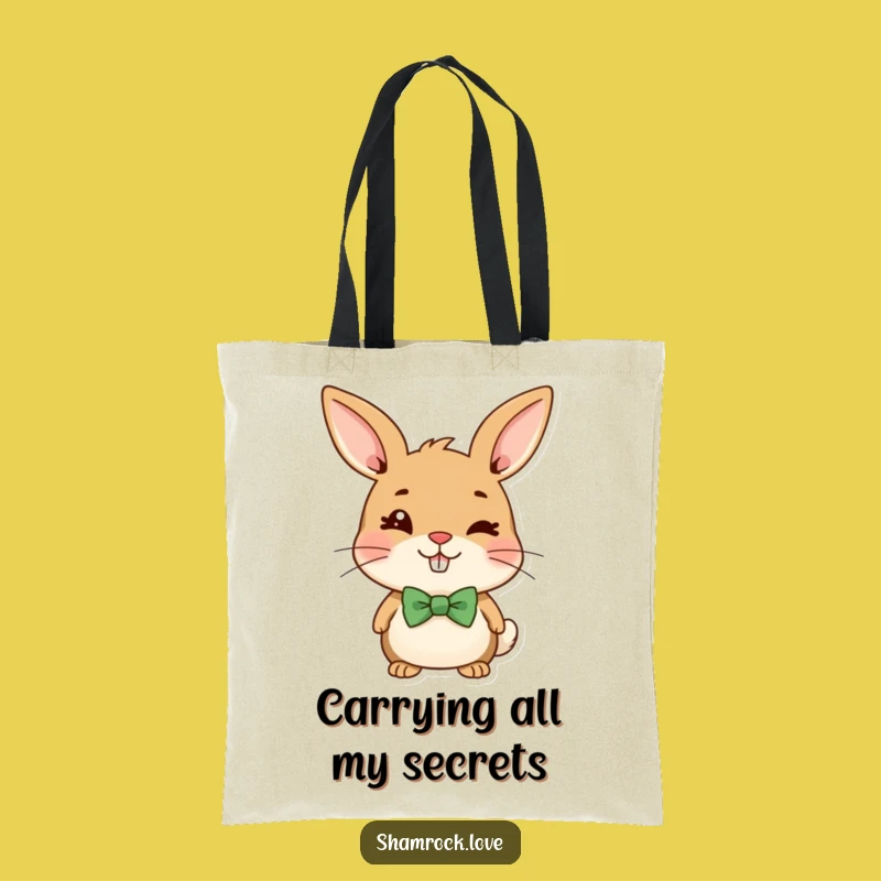 Funny Bunny Bow Tie Wink Tote Bag: Chic & Mischievous Accessory Gift
